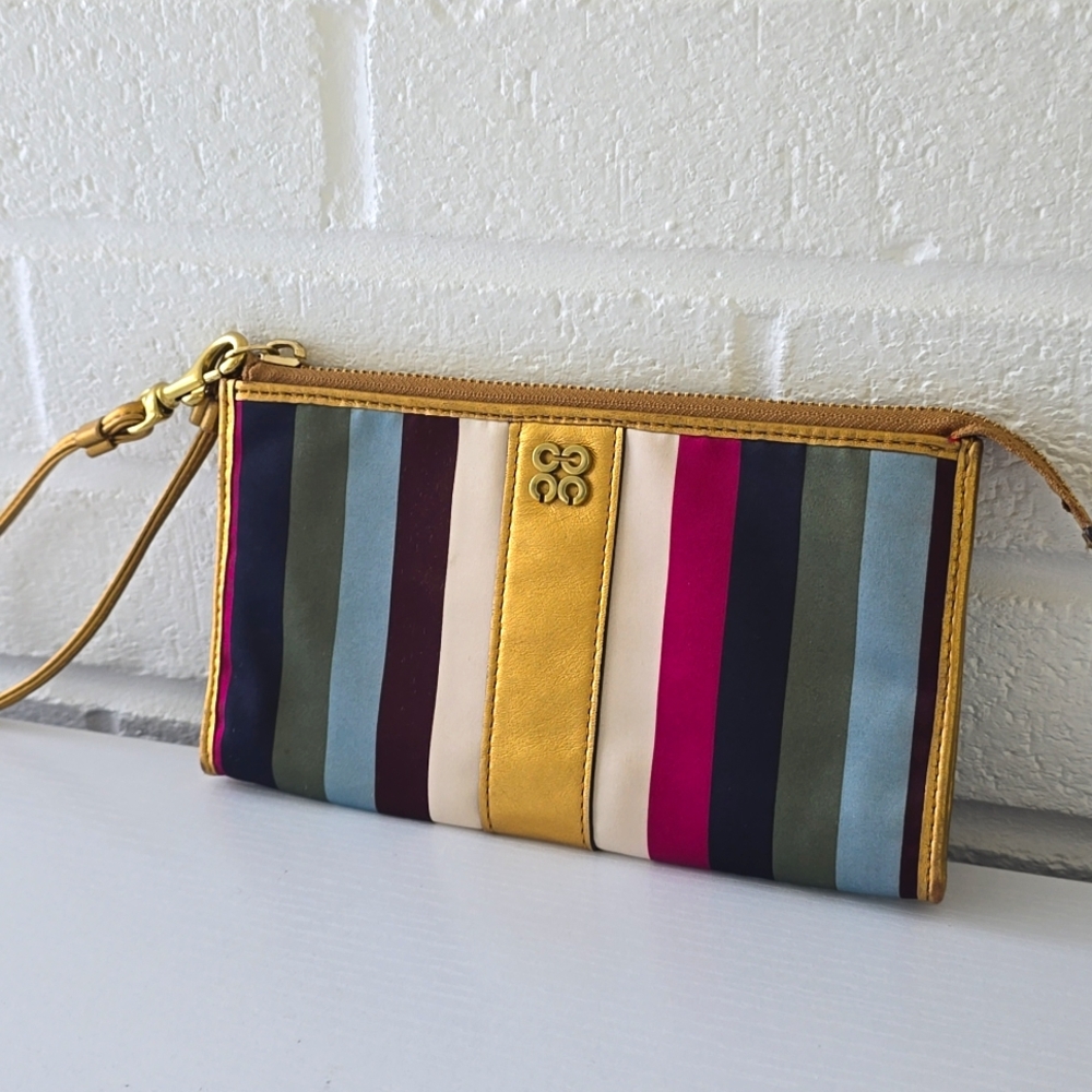 Coach July Spring Leg Zippy Wallet Wristler Multicolored